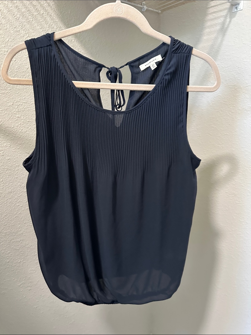 Max Studio Navy Pleated-Front Tie-Back Camisole